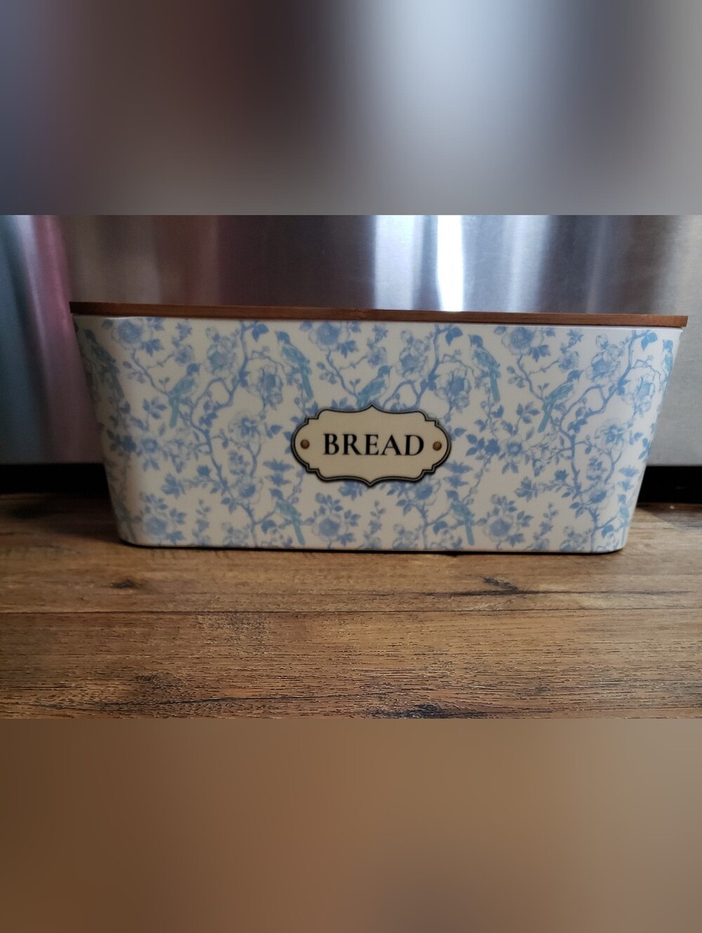 Holly Williams Blue Toile Floral Bread Box - Classic Kitchen Storage
